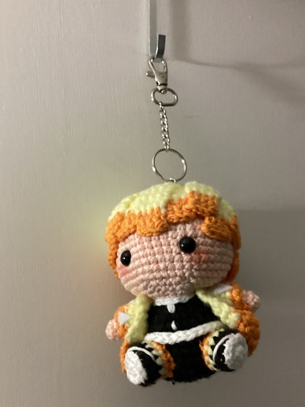 Crochet Doll Keychain with Yellow & Orange Hair